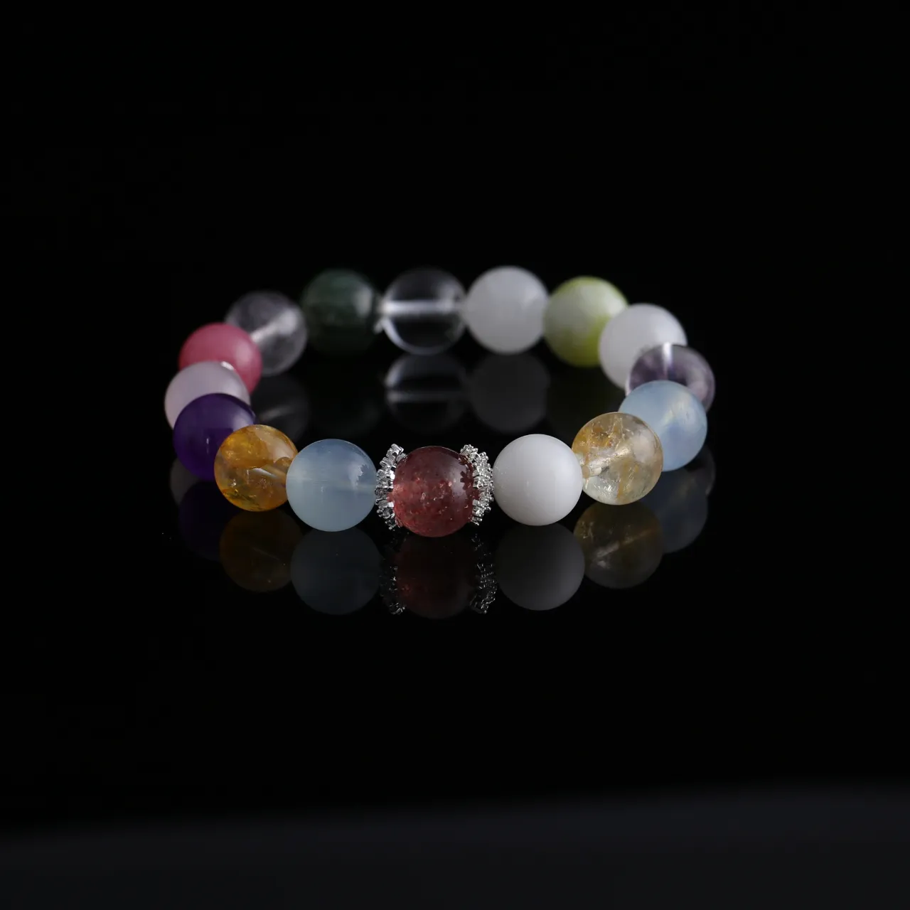 Meringue. High-quality Kunzite Aquamarine Moonstone Gold Rutilated Quartz. Natural Crystal Bracelet Customization. Birthdate Personalization. Free Calculation. 4