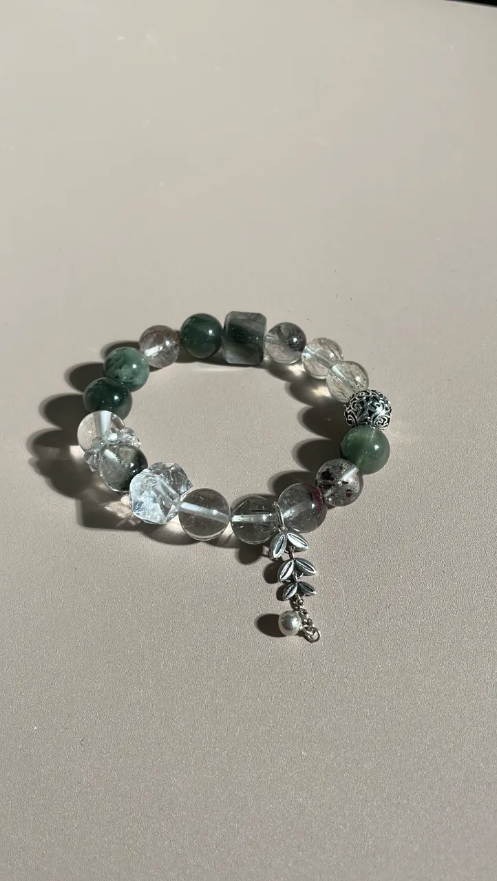 天然綠碧璽白水晶隨形水晶輕奢小眾水晶定制手鏈