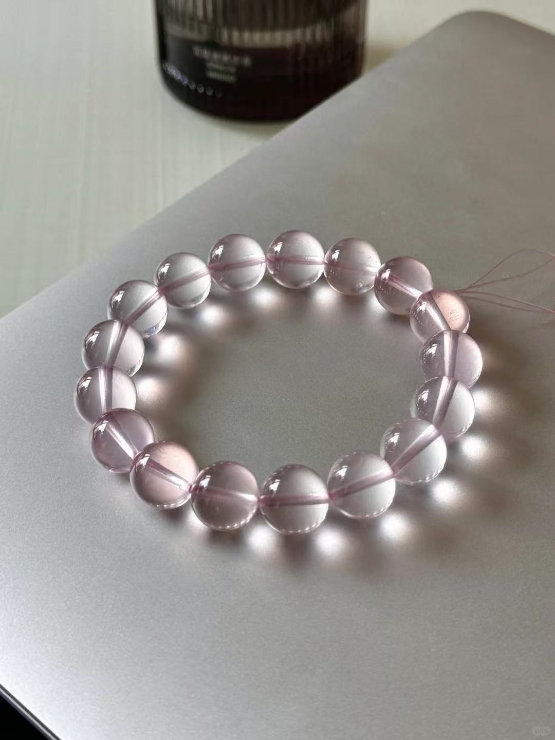 天然莫粉水晶手串定制 2