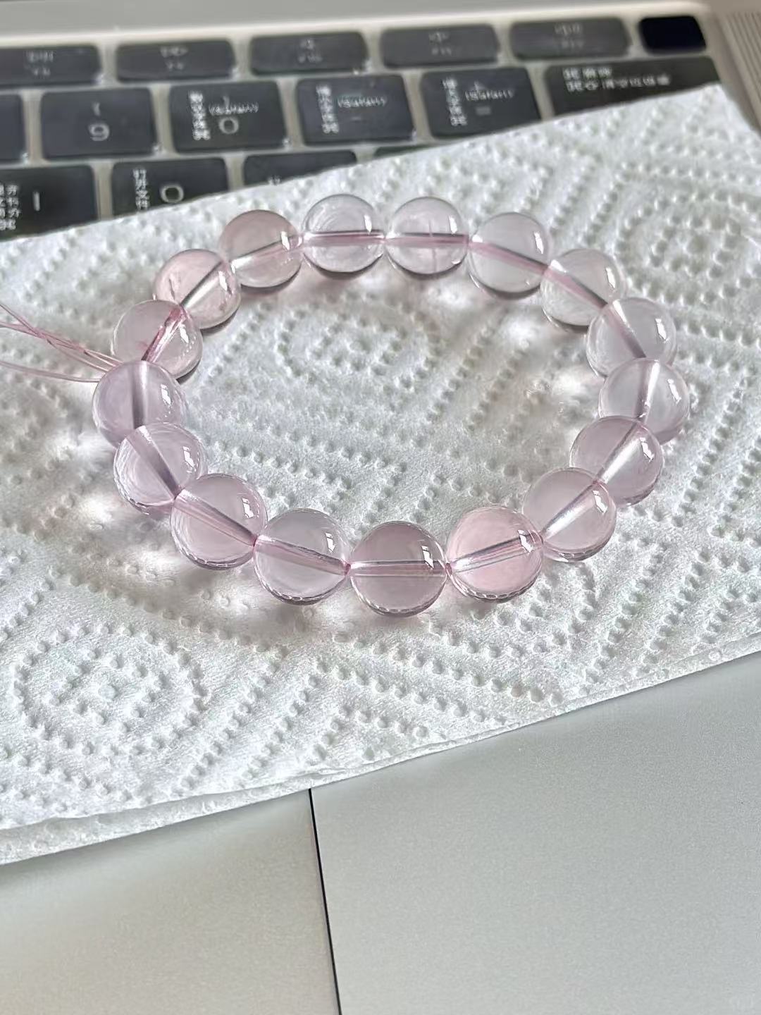天然莫粉水晶手串定制 圖片 6