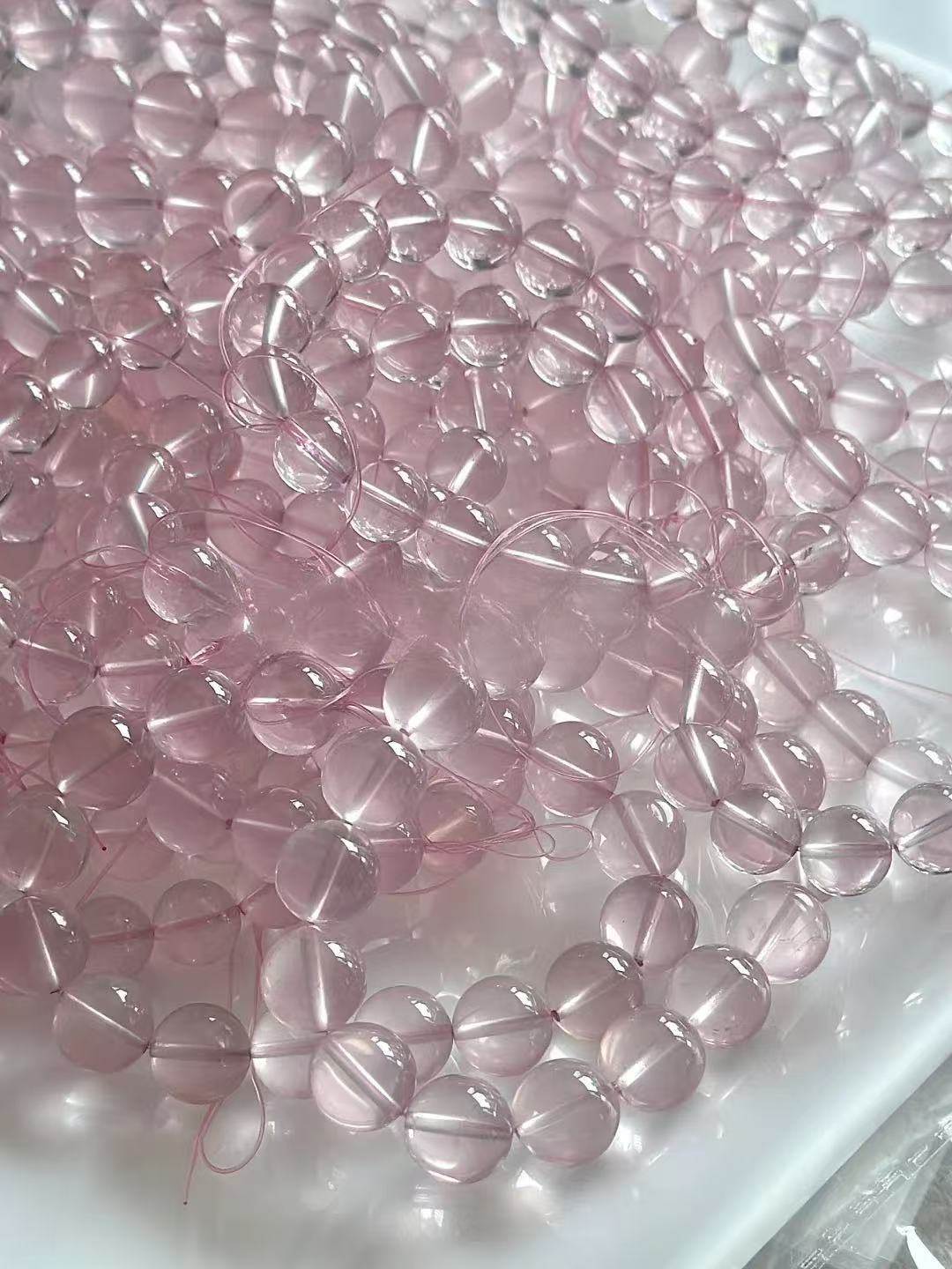 天然莫粉水晶手串定制 圖片 7