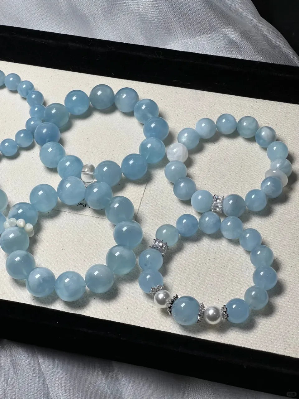 天然海藍寶水晶手串定制天然手鏈藍水晶玉髓高級感補水 3