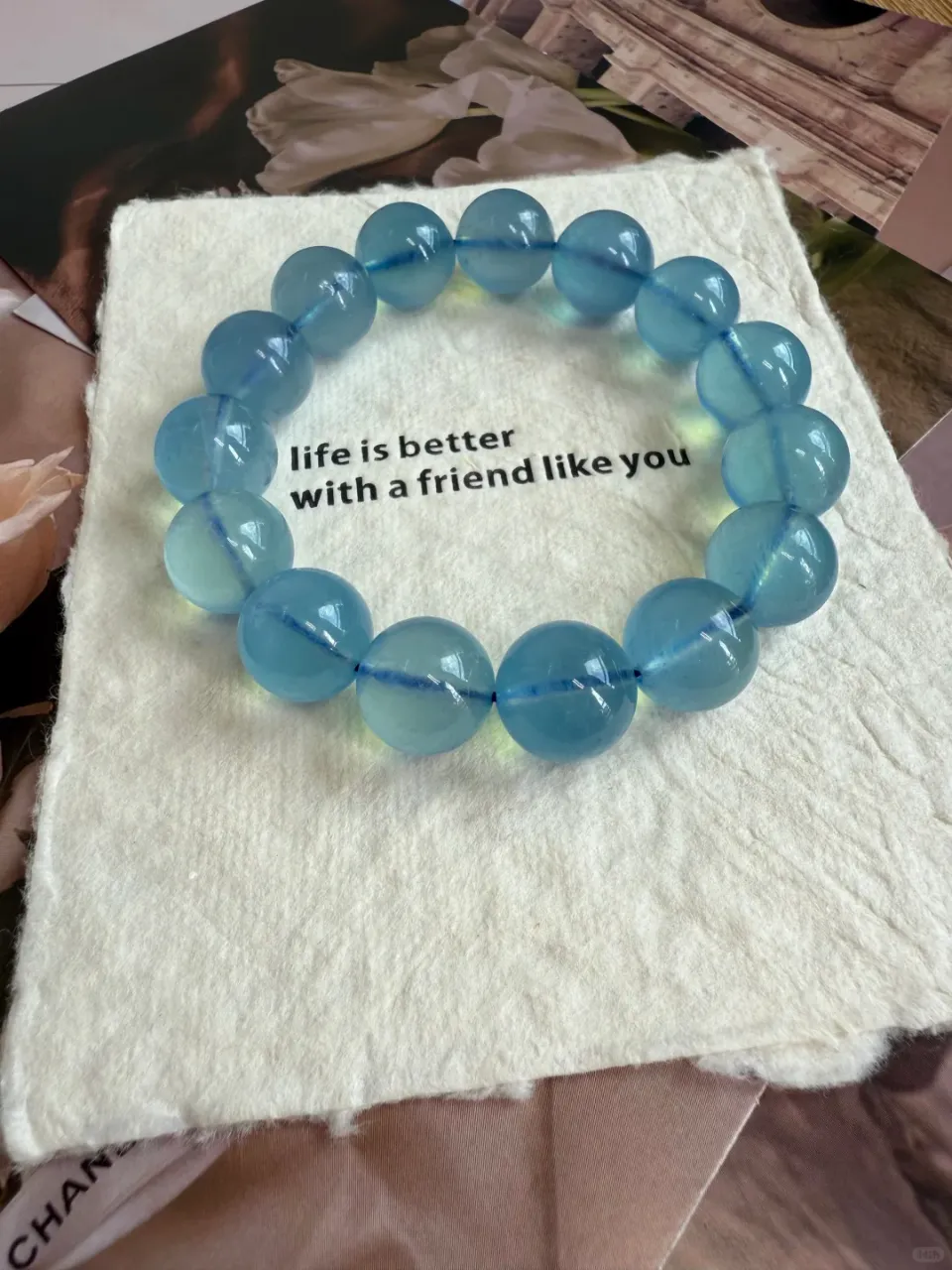 天然海藍寶水晶手串一對一定製專屬手鏈免費測算 3