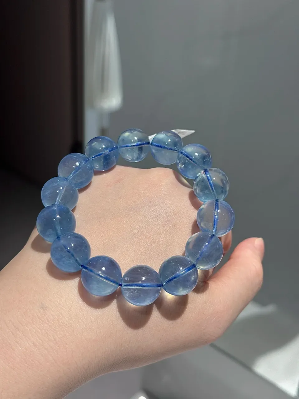 天然聖瑪利亞海藍寶水晶手串頂級海藍寶