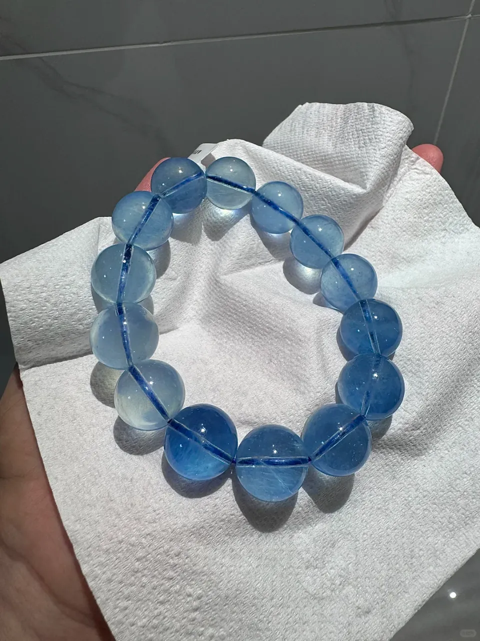 天然聖瑪利亞海藍寶水晶手串頂級海藍寶 2