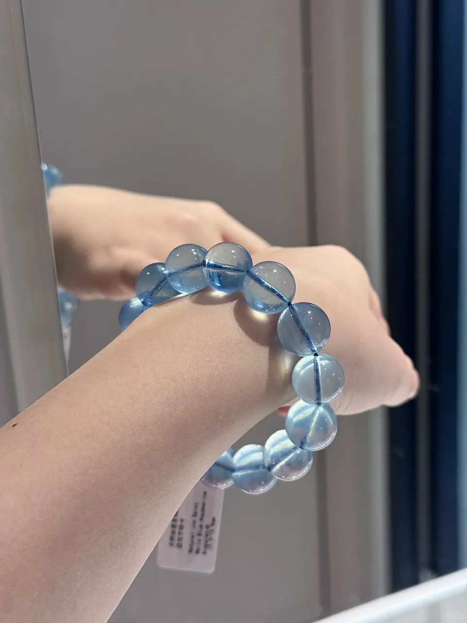 天然聖瑪利亞海藍寶水晶手串頂級海藍寶 3