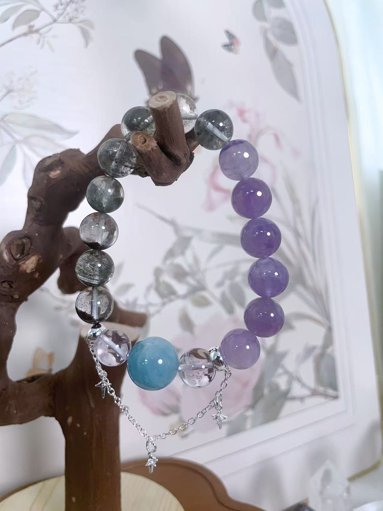客製款天然水晶手串紫水晶海藍寶綠幽靈招財改運免費測算 4