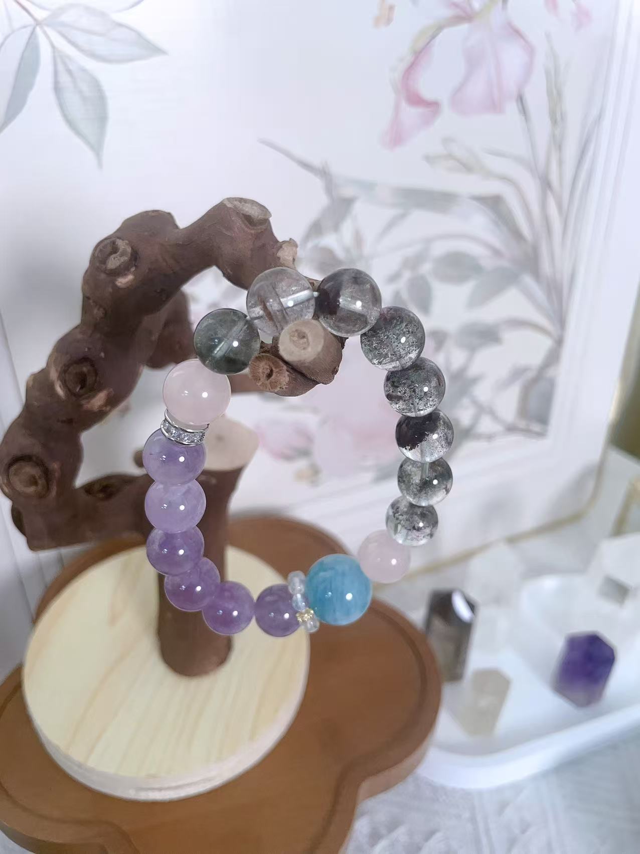 客製款天然水晶手串紫水晶海藍寶綠幽靈招財改運免費測算 圖片 6