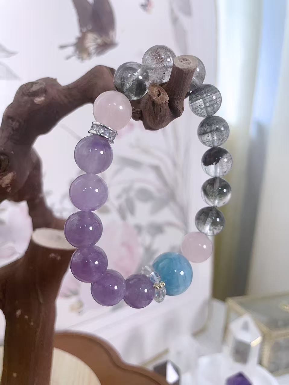 客製款天然水晶手串紫水晶海藍寶綠幽靈招財改運免費測算 圖片 8